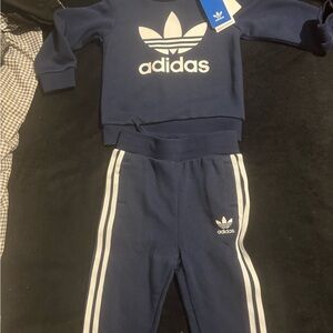 Adidas Kids Navy Sweatpants with White Stripes